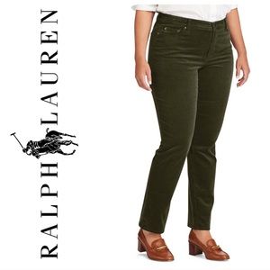 Ralph Lauren, dark olive/brown corduroy straight cut pants size 10 EUC